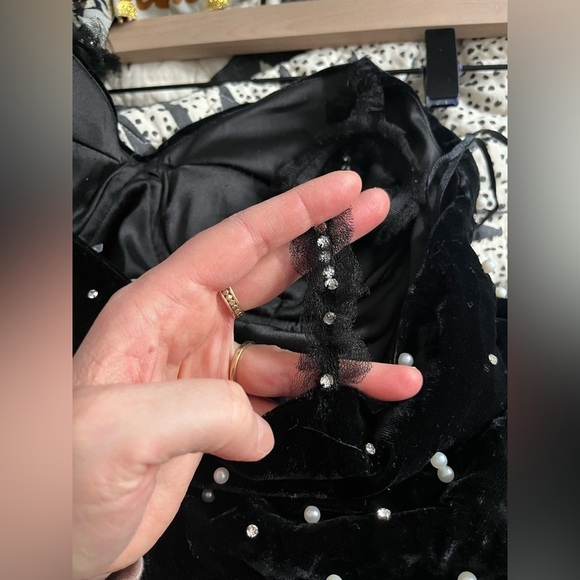 LoveShackFancy Devita Dress Embellished Velvet Mini Dress - Picture 9 of 15